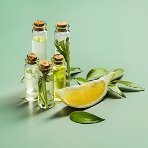 olive-oil-olive-branch-wooden-table